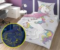 Pościel świecąca w ciemności 160x200 jednorożec wesoły 4031 A bawełniana Fluo 133