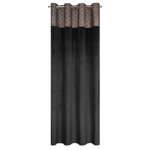 Zasłona 140x250 Agnes czarna złota welurowa gotowa na przelotkach D91 Zasłona 140x250 Agnes czarna złota welurowa gotowa na przelotkach D91