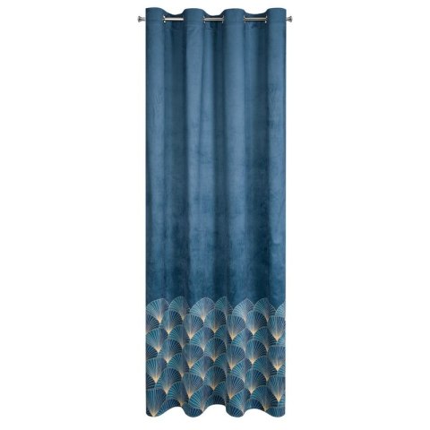 Zasłona 140x250 Gina granatowa geometryczna welurowa gotowa na przelotkach D91 Zasłona 140x250 Gina granatowa geometryczna welurowa gotowa na przelotkach D91