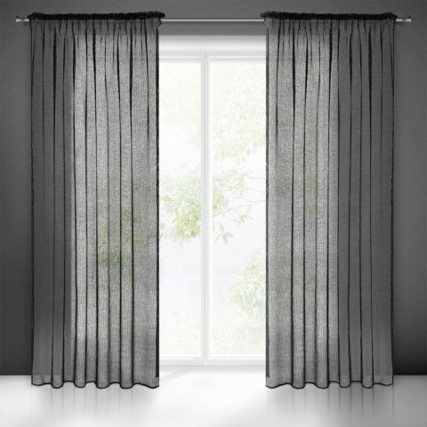 Firana 140x250 Celine czarna o strukturze siatki gotowa na taśmie Eurofirany Firana 140x250 Celine czarna o strukturze siatki gotowa na taśmie Eurofirany