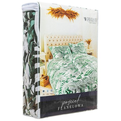 Pościel flanelowa 160x200 Jungle liście zielona Pościel flanelowa 160x200 Jungle liście zielona