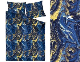 Pościel satynowa 140x200 Galaxy granatowa złota mozajka z jedną poszewką Gold Line 1