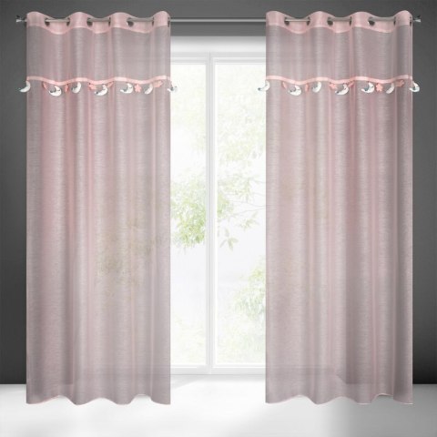 Firana 140x250 Moon 2 różowa z kolorową aplikacją dla dzieci gotowa na przelotkach Eurofirany Firana 140x250 Moon 2 różowa z kolorową aplikacją dla dzieci gotowa na przelotkach Eurofirany