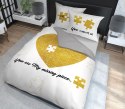 Pościel bawełniana 160x200 Serce puzle biała złota 4108 A 2 poszewki 70x80 Holland 129 Pościel bawełniana 160x200 Serce puzle biała złota 4108 A 2 poszewki 70x80 Holland 129