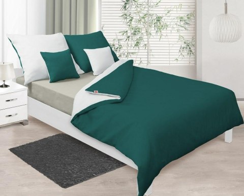 Pościel satynowa 160x200 Double Face biała zielona ciemna 01+34 KG Pościel satynowa 160x200 Double Face biała zielona ciemna 01+34 KG