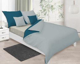 Pościel satynowa 220x200 Double Face turkusowa ciemna srebrna 37+42 KG