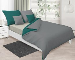 Pościel satynowa 220x200 Double Face zielona ciemna grafitowa 34+44 KG