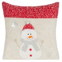 Poszewka świąteczna 40x40 Snow 3 srebrna czerwona bałwan Eurofirany New