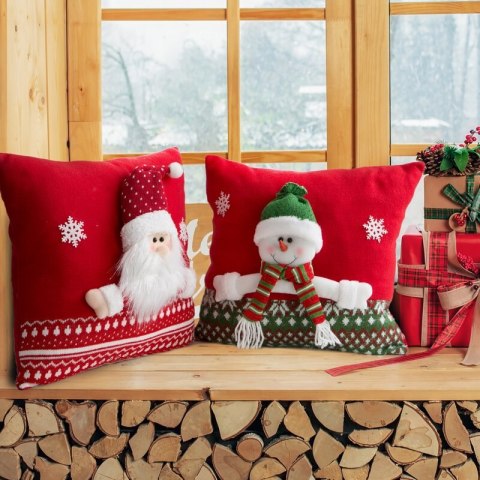 Poszewka świąteczna 40x40 Snow bałwan czerwona zielona Eurrofirany Poszewka świąteczna 40x40 Snow bałwan czerwona zielona Eurrofirany