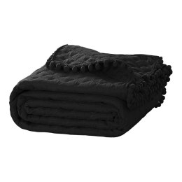 Narzuta z pomponami 140x200 czarna Pompoo pompony romby glamour dekoracyjna