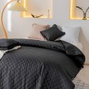 Narzuta z pomponami 160x220 czarna Pompoo pompony romby glamour dekoracyjna