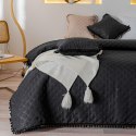 Narzuta z pomponami 160x220 czarna Pompoo pompony romby glamour dekoracyjna