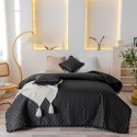 Narzuta z pomponami 160x220 czarna Pompoo pompony romby glamour dekoracyjna