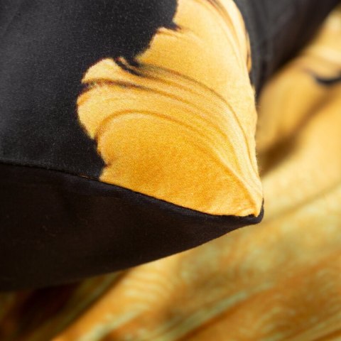 Pościel satynowa 220x200 Premium 14 czarna żółta liście z efektem 3D Eurofirany Pościel satynowa 220x200 Premium 14 czarna żółta liście z efektem 3D Eurofirany