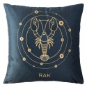 Poszewka dekoracyjna 40x40 Zodiak Rak turkusowa ciemna welurowa