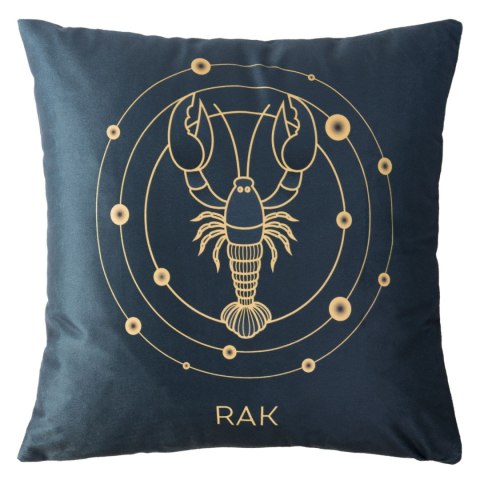 Poszewka dekoracyjna 40x40 Zodiak Rak turkusowa ciemna welurowa