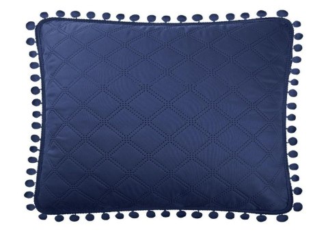 Poszewka z pomponami 50x70 granatowa Pompoo pompony romby glamour dekoracyjna do narzuty