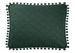 Poszewka z pomponami 50x70 zielona butelkowa Pompoo pompony romby glamour dekoracyjna do narzuty