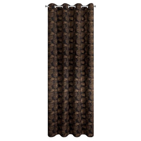 Zasłona 140x250 Marigold gotowa na przelotkach z tkaniny zaciemniającej z nadrukiem złotych liści lilii wodnych Eurofirany Zasłona 140x250 Marigold gotowa na przelotkach z tkaniny zaciemniającej z nadrukiem złotych liści lilii wodnych Eurofirany