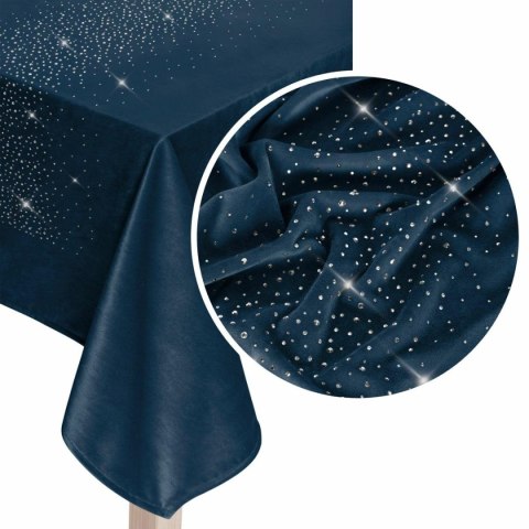 Obrus bieżnik dekoracyjny 60x120 Shiny granatowy welurowy z kryształkami