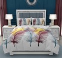 Pościel bawełniana 140x200 Feather pióra biała kolorowa z jedną poszewką Gold Zaratex Pościel bawełniana 140x200 Feather pióra biała kolorowa z jedną poszewką Gold Zaratex