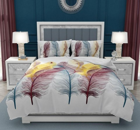 Pościel bawełniana 140x200 Feather pióra biała kolorowa z jedną poszewką Gold Zaratex Pościel bawełniana 140x200 Feather pióra biała kolorowa z jedną poszewką Gold Zaratex