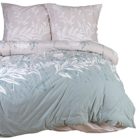 Pościel jersey 160x200 Liście miętowa biała 2205 JERSEYLOVE Pościel jersey 160x200 Liście miętowa biała 2205 JERSEYLOVE