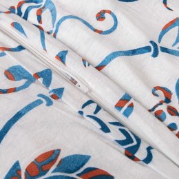 Pościel jersey 220x200 Kwiaty biała niebieska 2204 JERSEYLOVE