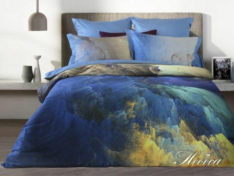 Pościel satynowa 150x210 niebieska chabrowa żółta Lusso D44 poszewki 2x50/60 2x 50/70 prześcieradło 150x210 Pościel satynowa 150x210 niebieska chabrowa żółta Lusso D44 poszewki 2x50/60 2x 50/70 prześcieradło 150x210