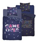 Pościel świecąca w ciemności 160x200 Game Over dla gracza granatowa różowa młodzieżowa 3678A Fluo 0322 Pościel świecąca w ciemności 160x200 Game Over dla gracza granatowa różowa młodzieżowa 3678A Fluo 0322
