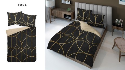 Pościel z mikrofibry 3D 160x200 Czarna beżowa geometryczna 4345 A Magic 2 Pościel z mikrofibry 3D 160x200 Czarna beżowa geometryczna 4345 A Magic 2