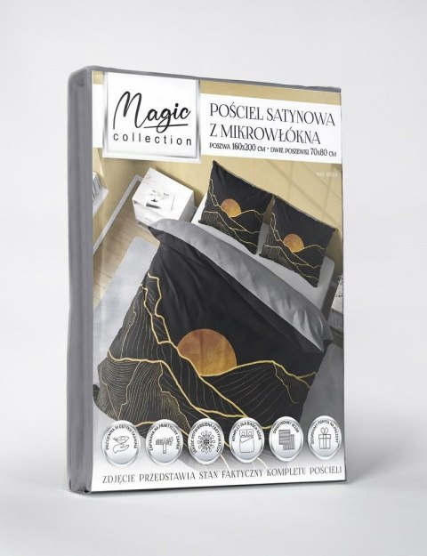 Pościel z mikrofibry 3D 160x200 Księżyc czarna szara 4359 A Magic 2 Pościel z mikrofibry 3D 160x200 Księżyc czarna szara 4359 A Magic 2