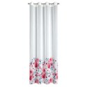 Zasłona 140x250 Carla biała różowa z lekkiej etaminy z motywem malowanych pędzlem róż gotowa na przelotkach Eurofirany Zasłona 140x250 Carla biała różowa z lekkiej etaminy z motywem malowanych pędzlem róż gotowa na przelotkach Eurofirany