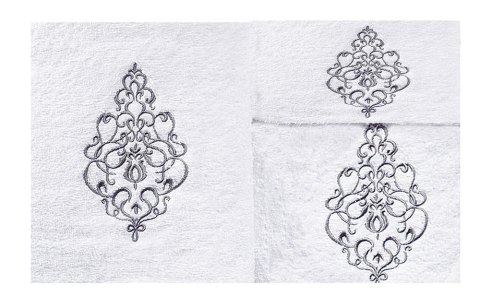 Komplet ręczników w folii 3 szt Ornament biały 30x50, 50x90, 70x140 400g/m2 Komplet ręczników w folii 3 szt Ornament biały 30x50, 50x90, 70x140 400g/m2