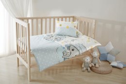 Pościel bawełniana 100x135 Kids 11 Słonie biała niebieska poszewka 40x50 do łóżeczka Eurofirany