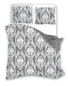 Pościel bawełniana 140x200 Glamour 005 szara biała ornament z jedną poszewką Faro 01