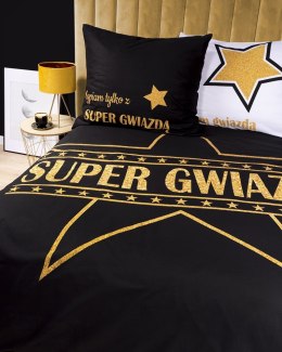 Pościel bawełniana 160x200 Super gwiazda czarna biała złota 4109 A Holland 29