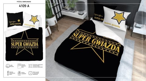Pościel bawełniana 160x200 Super gwiazda czarna biała złota 4109 A Holland 29 Pościel bawełniana 160x200 Super gwiazda czarna biała złota 4109 A Holland 29