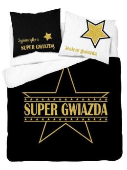 Pościel bawełniana 220x200 Super gwiazda czarna biała złota 4109 A Holland 29
