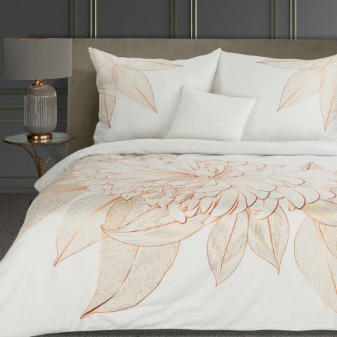 Pościel satynowa 160x200 Blanca 8 biała złota liście Limited Collection Eurofirany