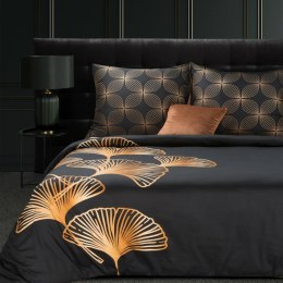 Pościel satynowa 160x200 Victoria 10 czarna złota liście geometria Limited Collection Eurofirany