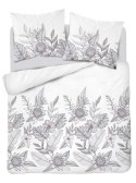 Pościel satynowa 160x200 biała szara kwiaty liście 4125 B Home Satin 001 Pościel satynowa 160x200 biała szara kwiaty liście 4125 B Home Satin 001