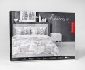 Pościel satynowa 160x200 biała szara kwiaty liście 4125 B Home Satin 001 Pościel satynowa 160x200 biała szara kwiaty liście 4125 B Home Satin 001