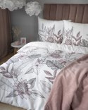 Pościel satynowa 160x200 biała szara kwiaty liście 4125 B Home Satin 001 Pościel satynowa 160x200 biała szara kwiaty liście 4125 B Home Satin 001