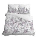 Pościel satynowa 160x200 biała szara kwiaty liście 4125 B Home Satin 001 Pościel satynowa 160x200 biała szara kwiaty liście 4125 B Home Satin 001