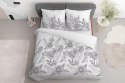 Pościel satynowa 160x200 biała szara kwiaty liście 4125 B Home Satin 001 Pościel satynowa 160x200 biała szara kwiaty liście 4125 B Home Satin 001