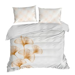 Pościel satynowa 220x200 Blanca 10 biała złota liście geometria Limited Collection Eurofirany