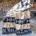 Koc bawełniany akrylowy 150x200 geometryczny granatowy beżowy z frędzlami 23404A Darymex 23 Koc bawełniany akrylowy 150x200 geometryczny granatowy beżowy z frędzlami 23404A Darymex 23