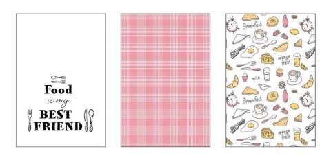 Komplet ścierek kuchennych 3 szt. 40x60 biały różowy Kuke 014 bawełniany Faro Komplet ścierek kuchennych 3 szt. 40x60 biały różowy Kuke 014 bawełniany Faro