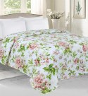 Narzuta dekoracyjna 200x220 Roses angielskie róże kremowa zielona różowa dwustronna Domarex